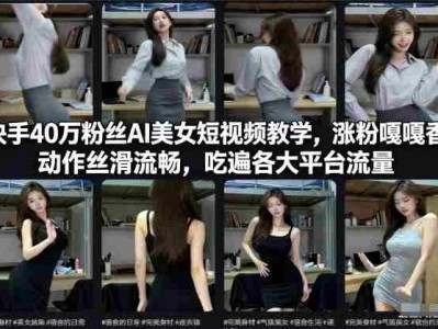 快手AI美女短视频教学：40万粉丝博主涨粉技巧与流量获取教程
