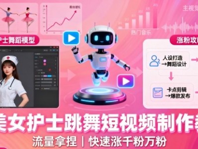 AI美女护士跳舞短视频制作教学 流量涨粉教程