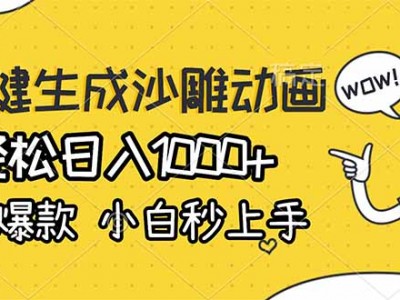 AI一键生成沙雕动画教程，零基础轻松盈利与爆款创作