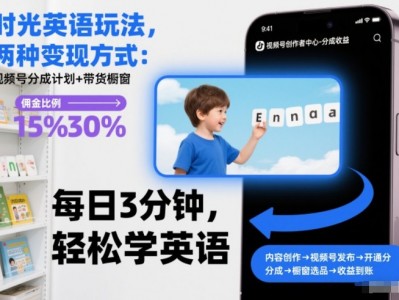 时光英语玩法两种盈利方式视频号分成计划与带货橱窗