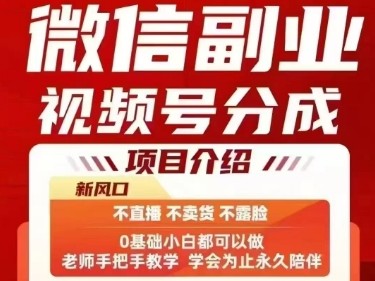微信视频号分成副业教程 不直播不卖货每日收益