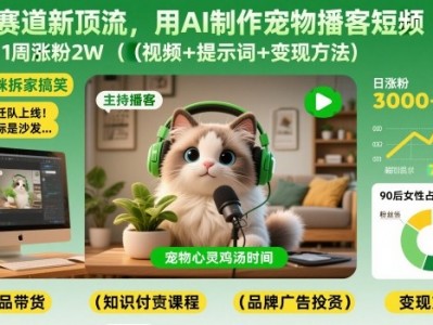 AI宠物播客短视频制作教程 1周涨粉2W 资源包