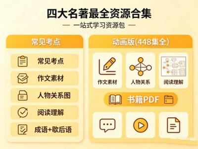四大名著最全资源合集 常见考点作文素材人物关系图成语歇后语动画版资源