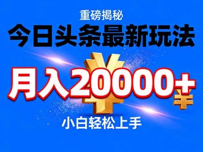 今日头条代运营最新玩法轻松月入20000教程