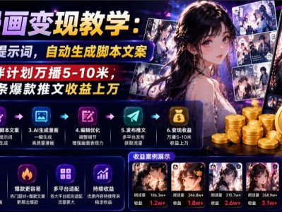 AI漫画变现教学自动生成脚本文案伙伴计划高收益推文