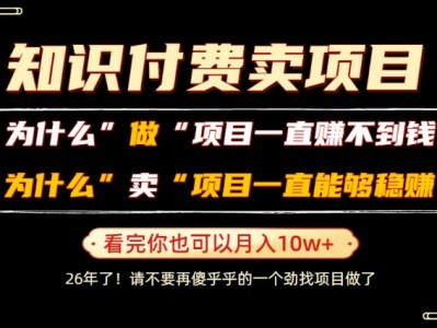 普通人卖项目轻松月入10W+，做项目易成炮灰，卖项目稳赚不赔