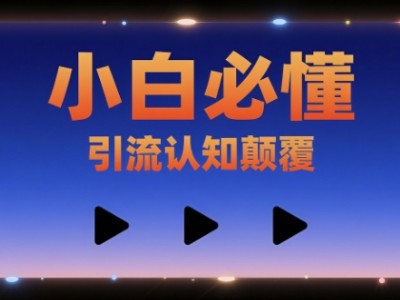 引流认知颠覆教程：三个视频讲透小白必懂