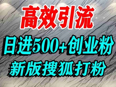 搜狐网精准创业粉引流教程 日引500+方法