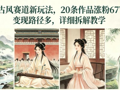 AI古风赛道涨粉67W教程：20条作品变现路径拆解