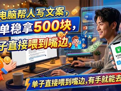 电脑帮写文案盈利教程，单笔收益500元