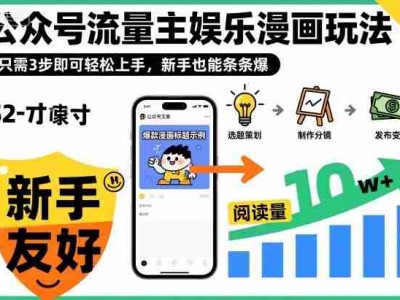 公众号流量主娱乐漫画玩法3步上手教程