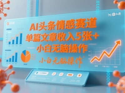 AI头条情感赛道：单篇收益5张+，小白无脑操作教程